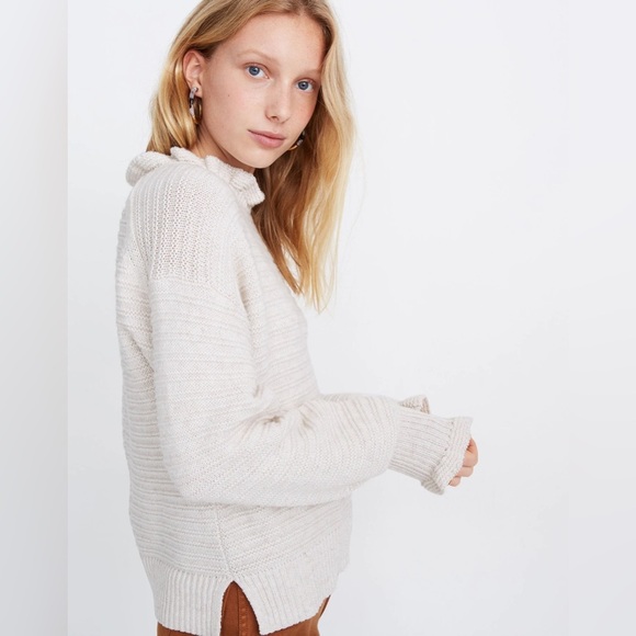 Madewell NWOT | Ruffle-Neck Sweater in Cotton-Merino Yarn - Picture 2 of 6